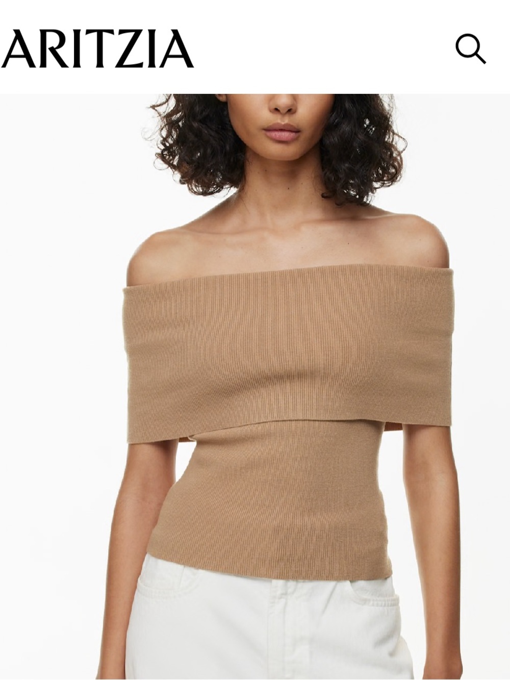 Aritzia Wilfred Nola Shortsleeve Sweater in Gold Camel, size small